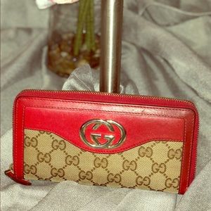Gucci Canvas Red Leather Wallet